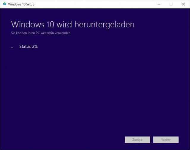 Windows 10 MediaCreationTool Downloadstatus
